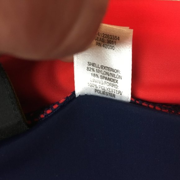 Athletech Swim Skirt 22 or 24 Red Blue Colorblock O Ring Hardware Lined Bottoms - Picture 8 of 14